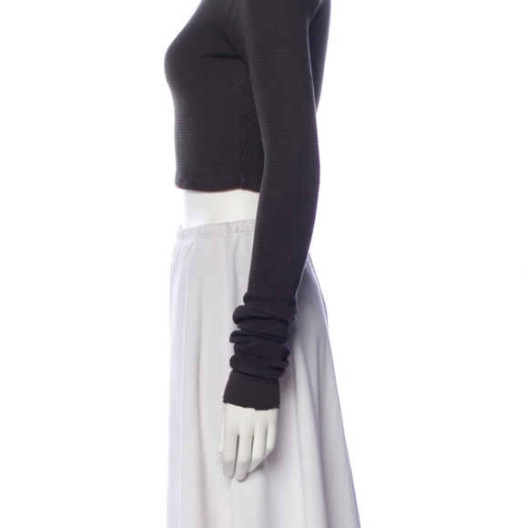 Cotton Citizen Mock Neck Long Sleeve Crop Top - Black (Size XS) - Picture 2 of 5